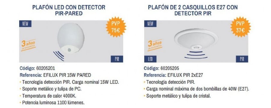 Comprar Detector de presencia EFILUX 360 FT 12m 60108003. EFIBAT.